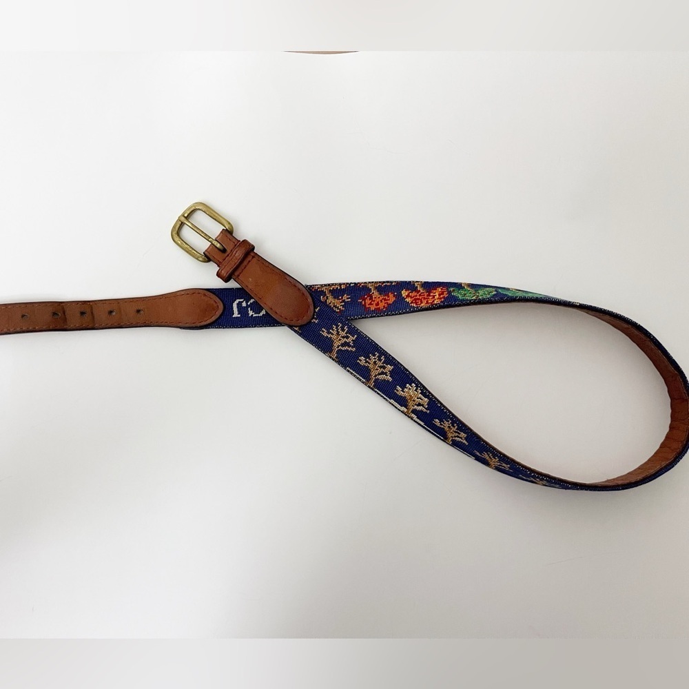 (sold) Smather's & Branson western needlepoint nature leather belt hand stitched - Picture 7 of 9